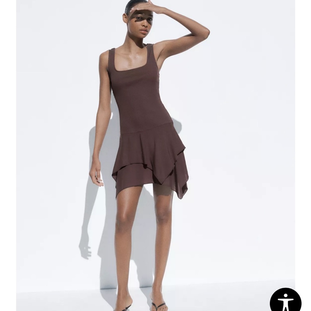 Zara brown combination dress